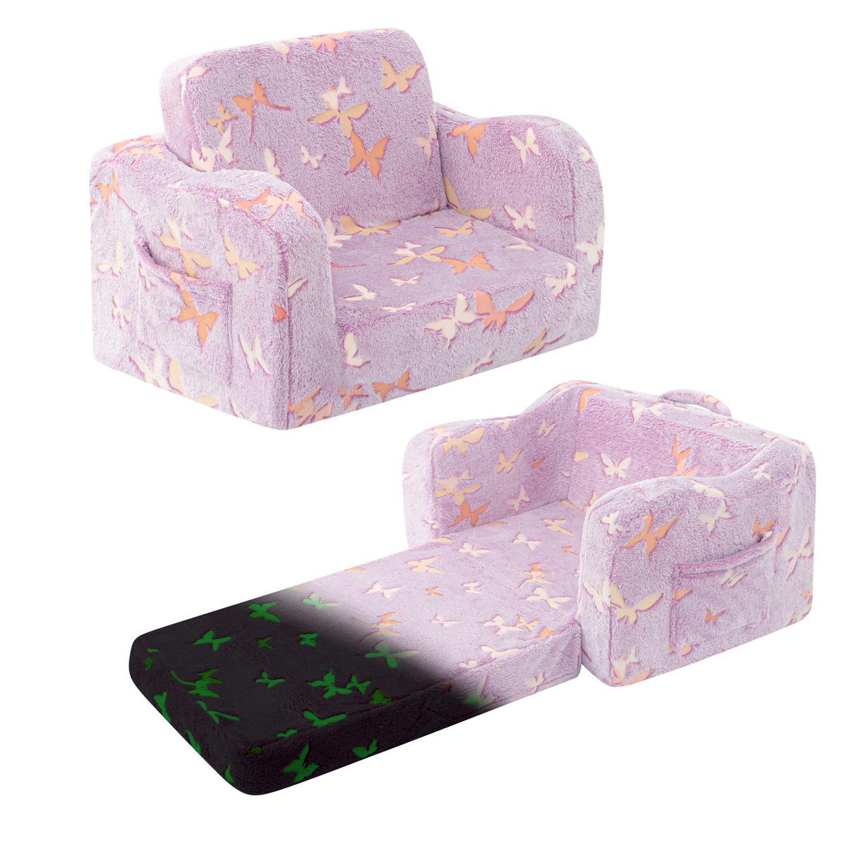 Comfy Kids Chair and Couch, 2-in-1 Fold Out Convertible Kids Chair