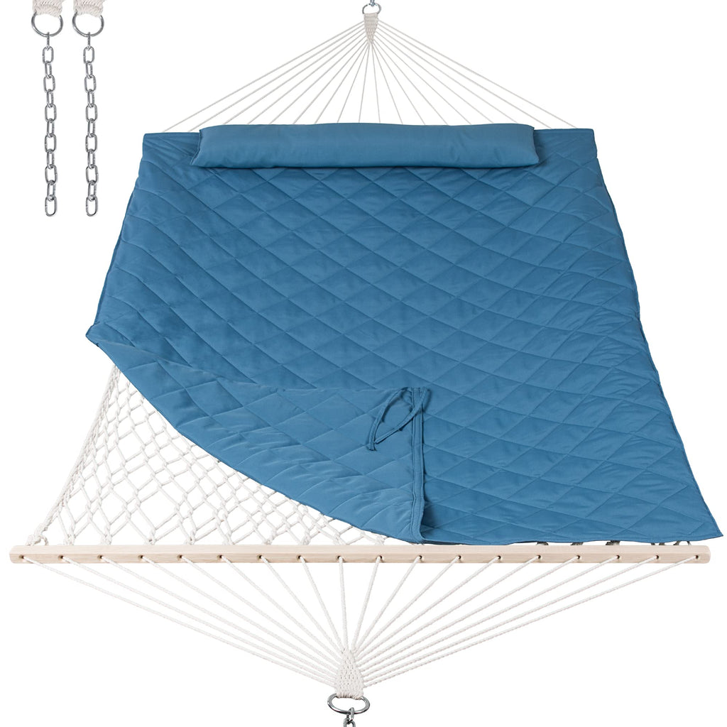 ANOW Double Rope Hammock with Spreader Bars and Carrying Bag, Natural