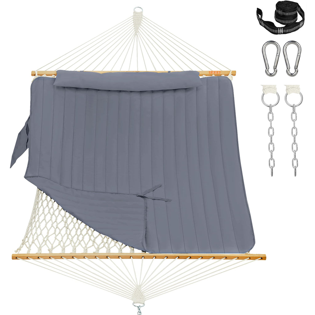 Lazy Daze Double Handwoven Rope Hammock with Pad and Pillow Set for Outdoor