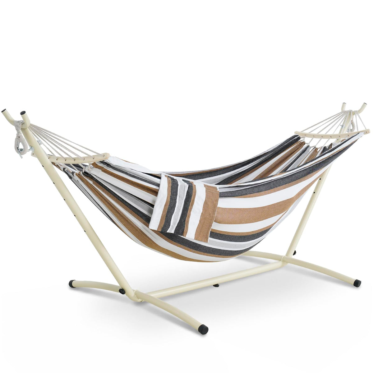 Lazy Daze Portable Hammock with Stand, Free Standing Hammocks for Indoor Outdoor Patio Yard, Has a Carrying Bag and Pillow, 9ft Steel Hamacas Heavy Duty 2 Person Amaca 450 lbs Capacity(White)