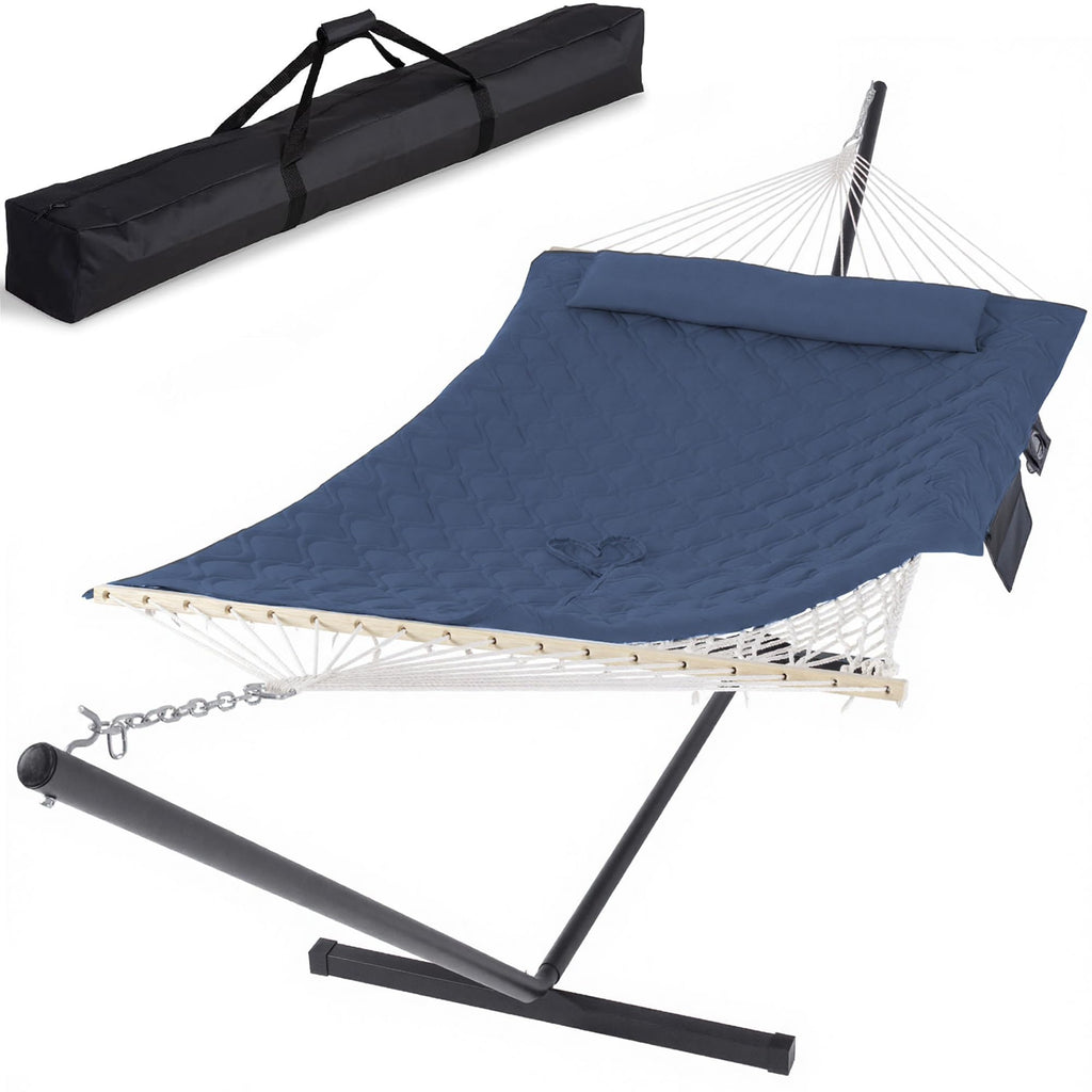SUNCREAT Double Outdoor Hammock with Stand, Carrying Bag, Dark Gray