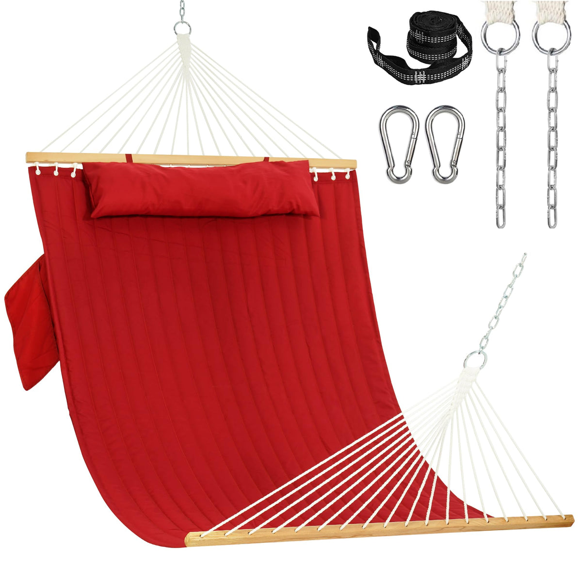 Lazy Daze Double Hammock with Pillow & Tree Straps for Outside, Grey