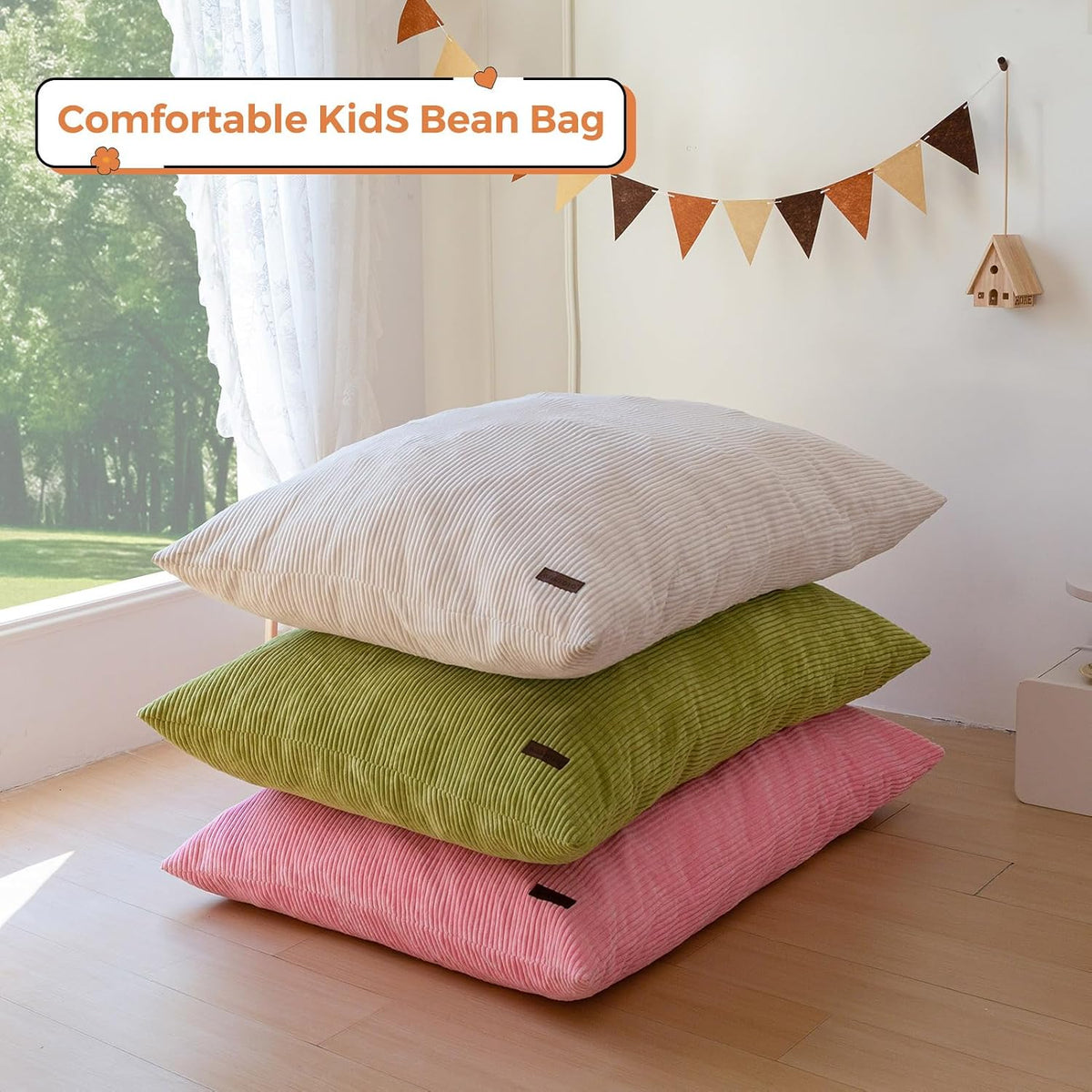 MAXYOYO 3 in 1 Kids Bean Bag Chair, Comfy Floor Sofa with Removed Cover