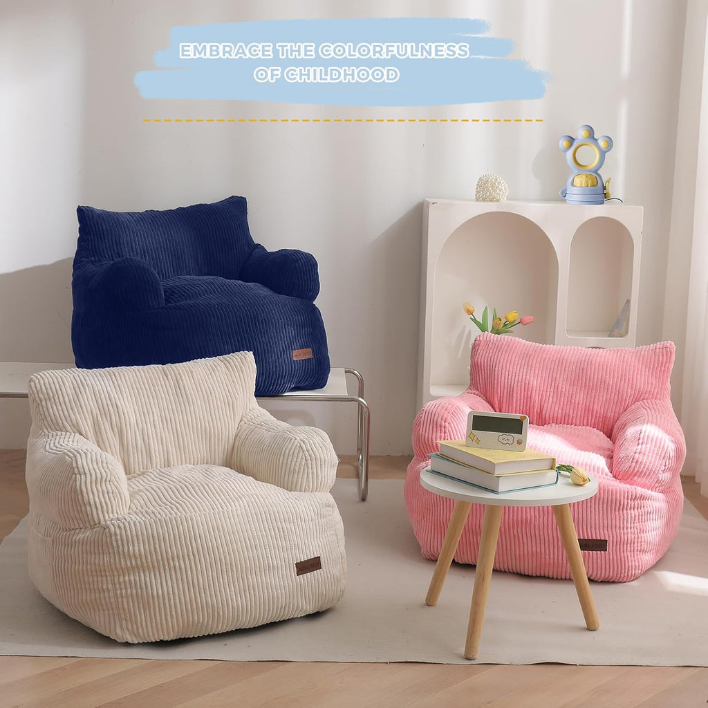 MAXYOYO Kids Bean Bag Chair, Stuffed Bean Bag Sofa, Navy, Standard