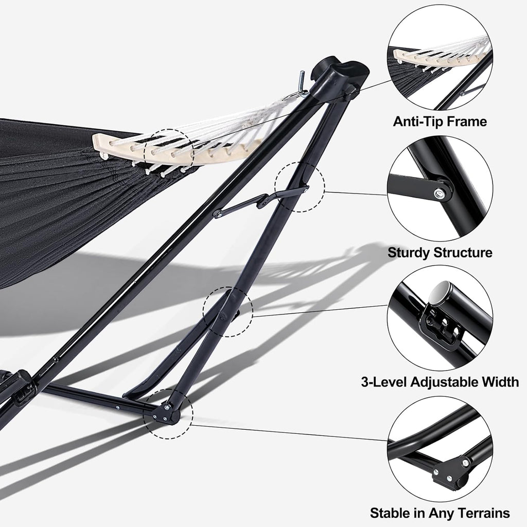 2-in-1 Hammock Chair with Stand, Portable Hammock, Black