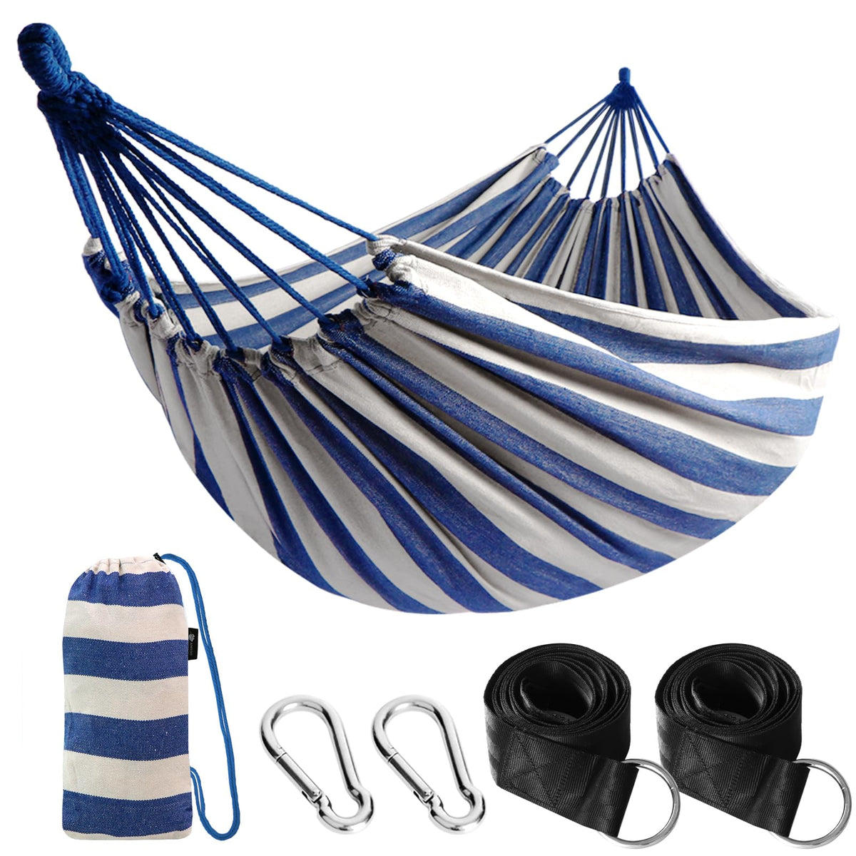 ANYOO Cotton Camping Hammock Portable with Tree Straps Holds 660lbs