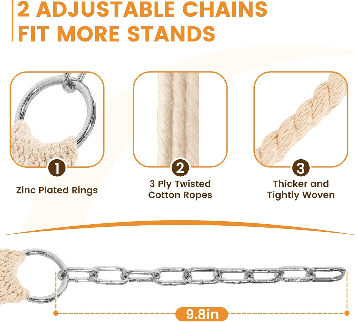 Lazy Daze Double Handwoven Rope Hammock for Outdoor Fits 13-15 FT Stand