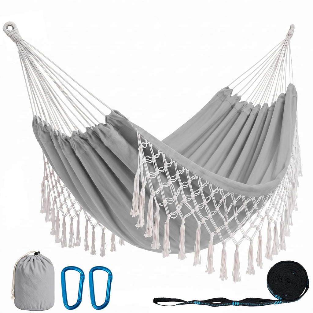 PNAEUT Handmade Tassel Hammock for Outside, 2 Person Tree Hammock for Stand