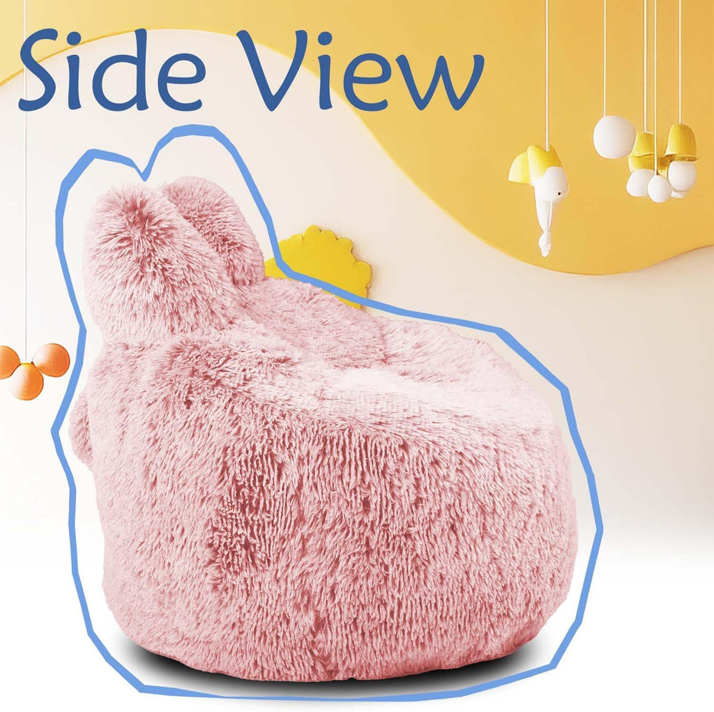 Fluffy Bean Bag Chair for Kids, with Plush Faux Fur Cover, 2.5FT Memory Foam Bean Bag Chairs for Teens & Kids, Ultra Soft Sofa for Living Room/Bedroom/Dorm,Pink