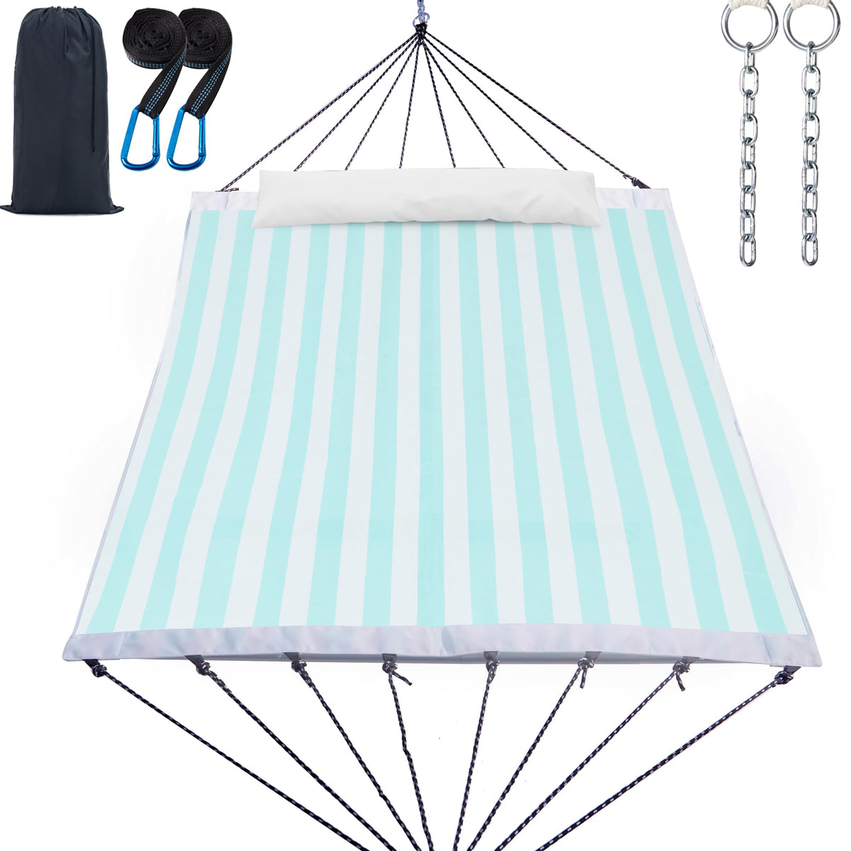 GAFETE 14ft Portable 2 Person Hammock, Quick Dry Textilene, 550 lb Capacity