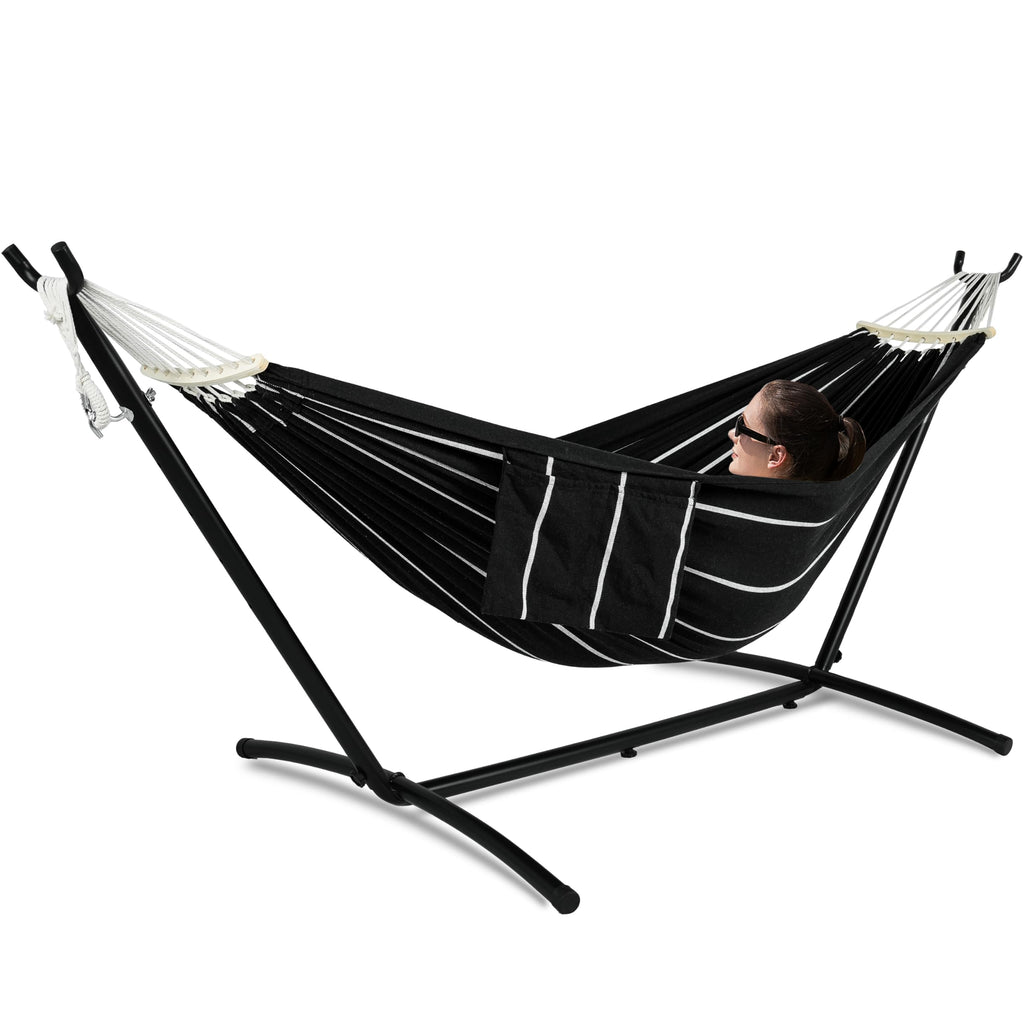 GAFETE Double Hammocks with Stand for Outside, Max 600lbs, (Classic Red)