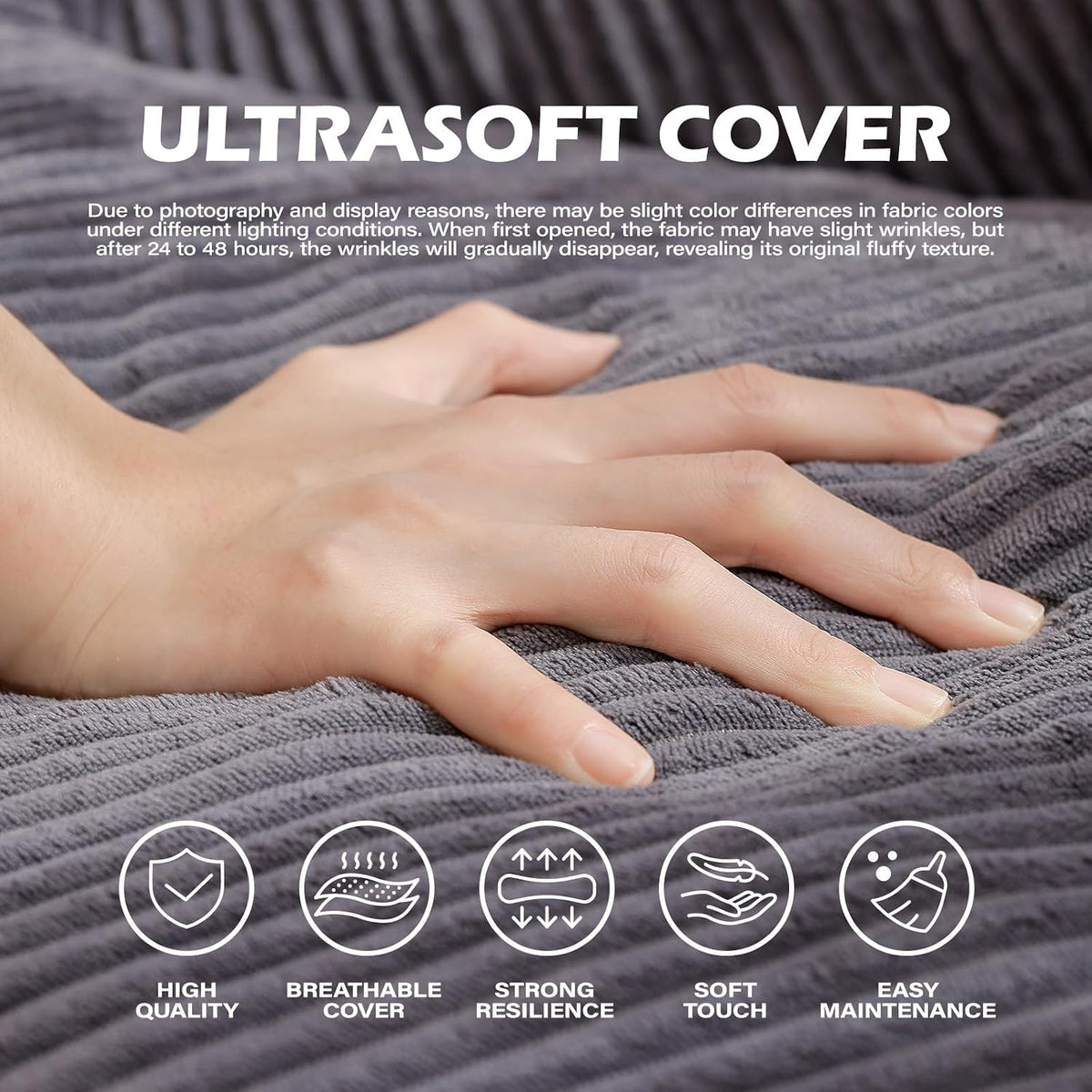 Bean Bag Chair, Cozy Fluffy Beanbag Chairs with Filler for Teens and Kids, Floor Lazy Sofa for Living Room Gaming & Reading (S-Darkgrey)
