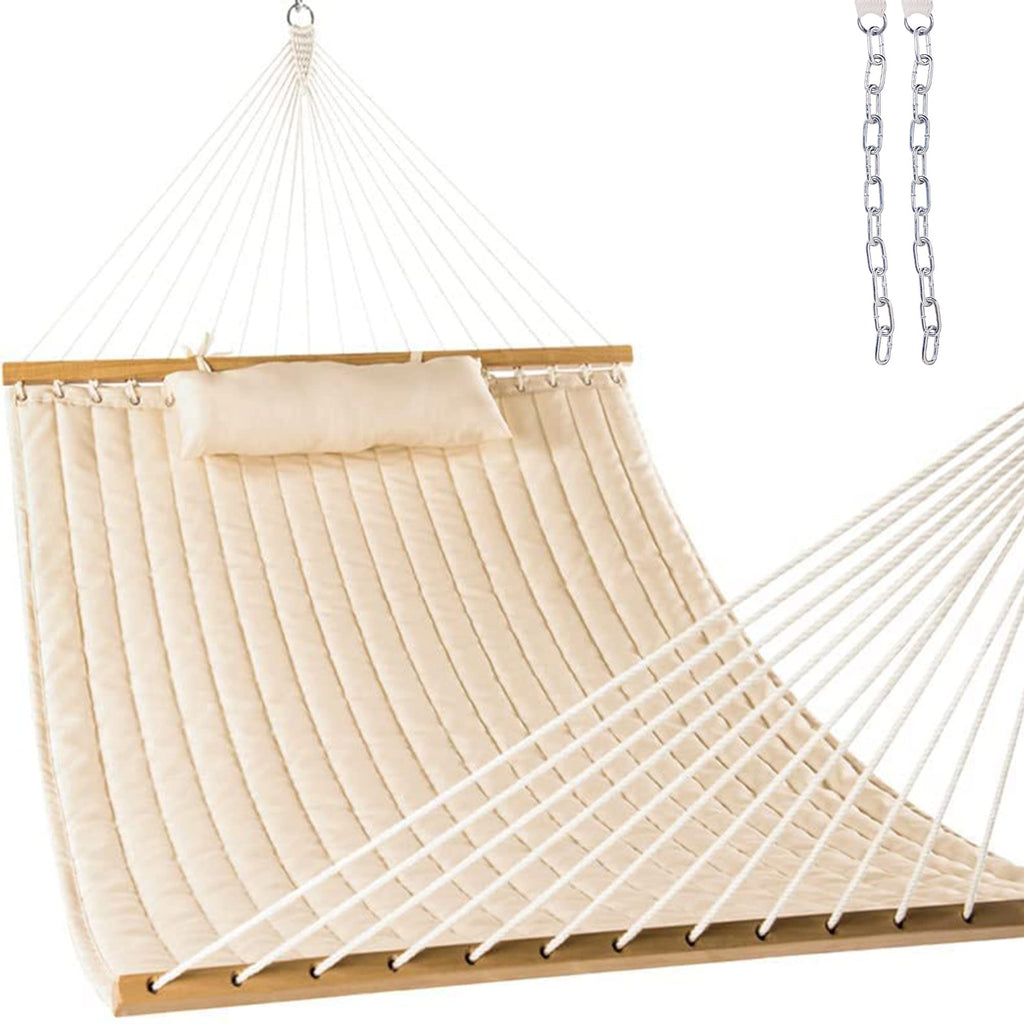 Lazy Daze Double Hammock with Pillow & Tree Straps for Outside, Grey
