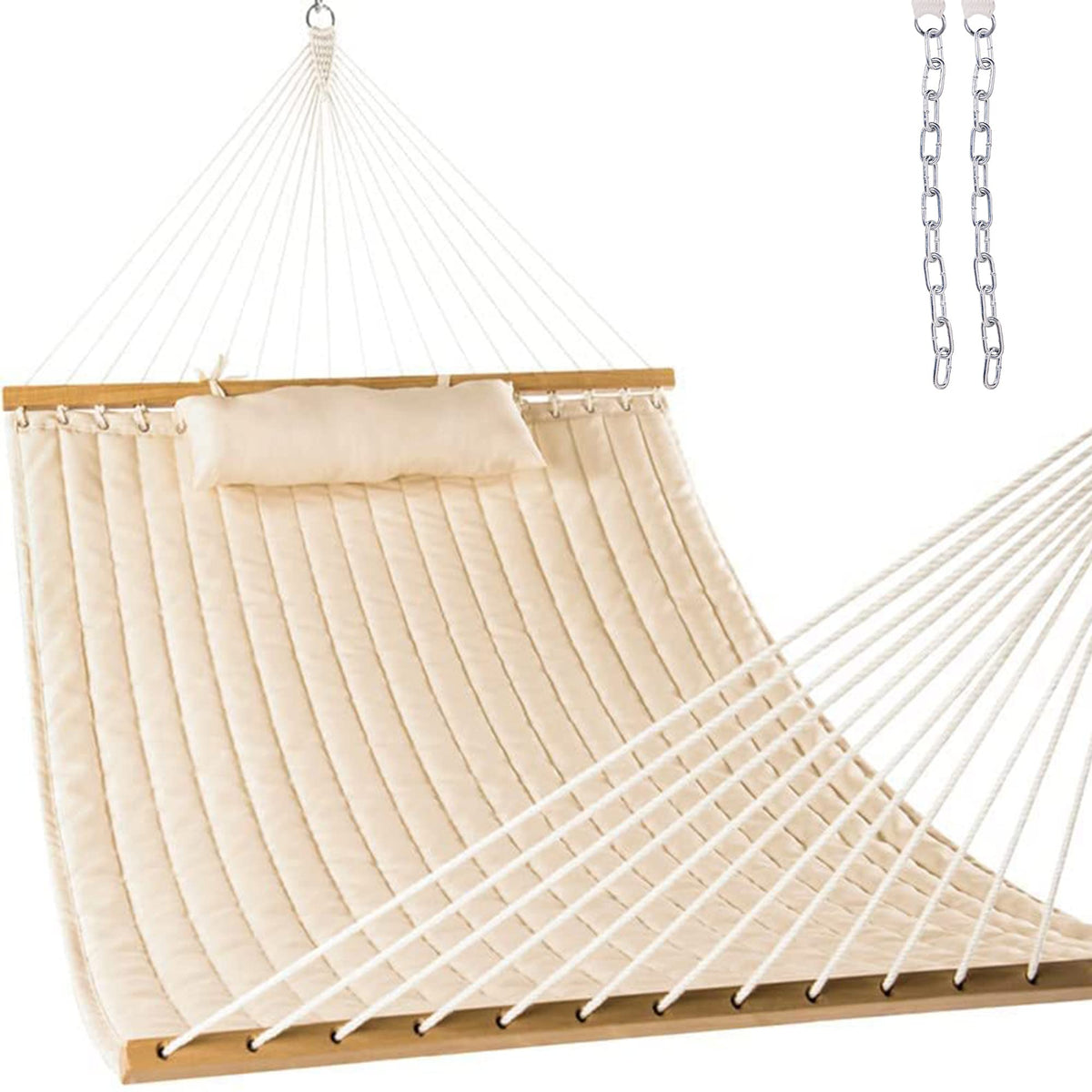 Lazy Daze Double Hammock with Pillow & Tree Straps for Outside, Grey