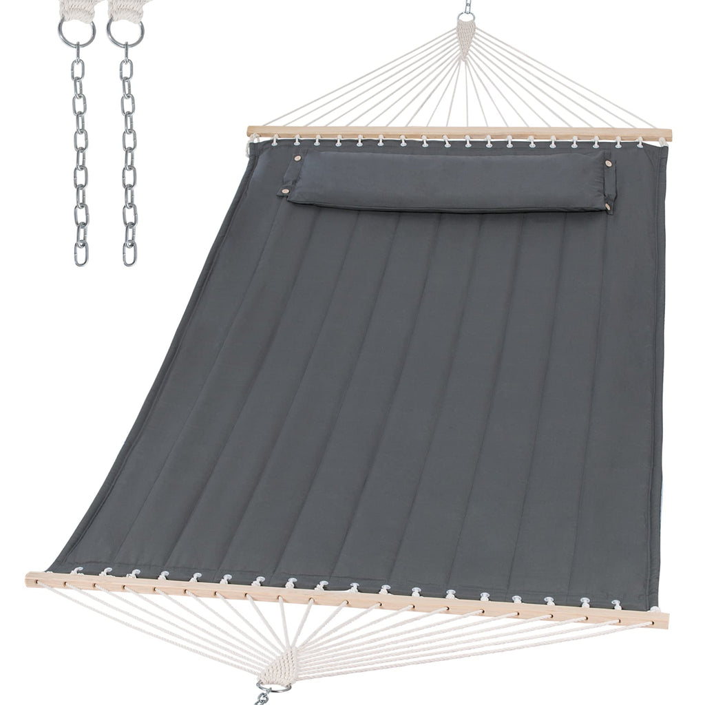 SUNCREAT Hammocks Quilted Fabric Hammock, Max 475lbs Capacity, Blue Stripes