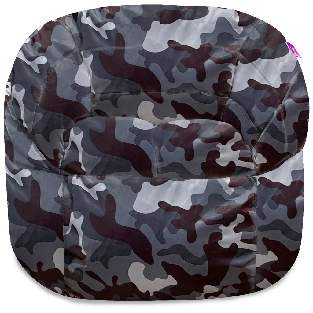 Posh Creations Structured Comfy Bean Bag Chair for Gaming, Reading, and Watching TV, Malibu Lounge, Canvas - Forest Critters on White