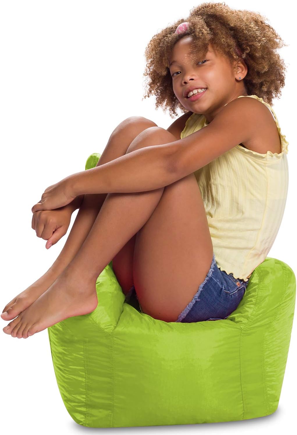 Posh Creations Pasadena Bean Bag Toddlers and Kids, Comfy Chair for Children, Soft Nylon-Lime