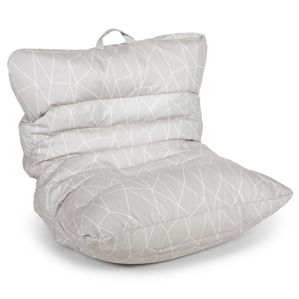 Big Joe Roma Kid's Bean Bag Chair, Oat Sherpa and Graphite, Vegan Suede, 2 Foot Lightweight Refillable Children's Seat