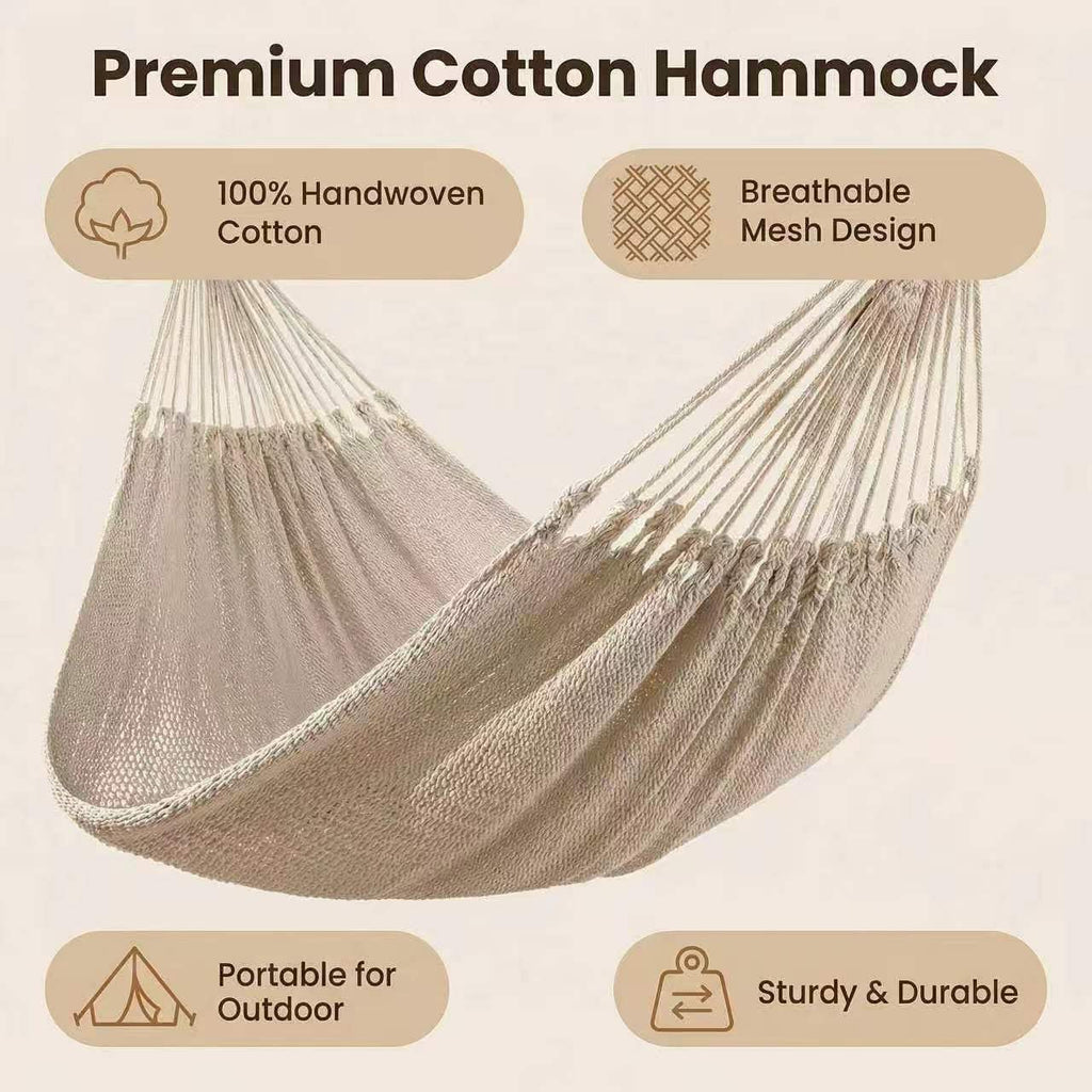 WjrnlfdHammock 79 * 59in550lbs 2Person Cotton Rope Outdoor Camping Hammock