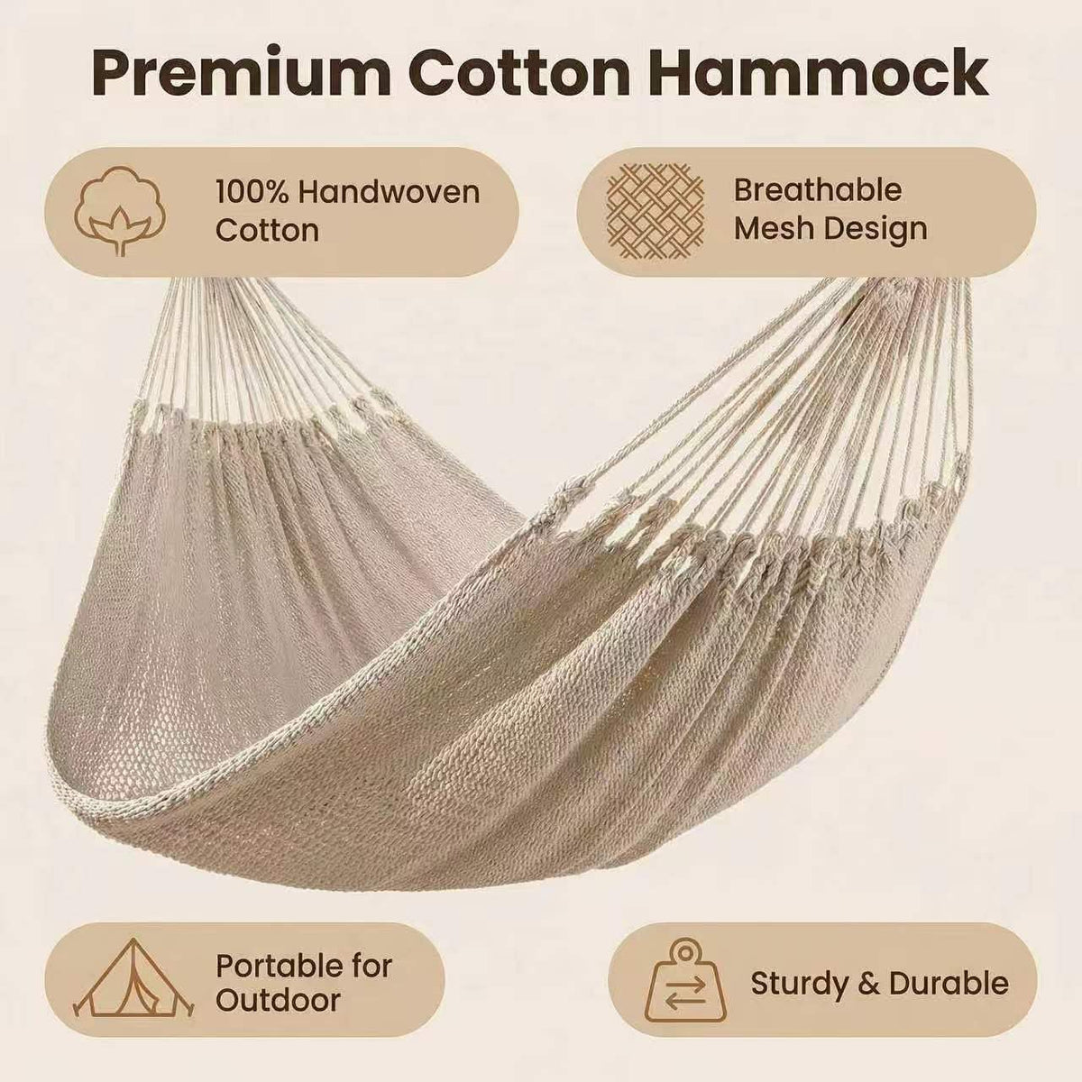 WjrnlfdHammock 79 * 59in550lbs 2Person Cotton Rope Outdoor Camping Hammock