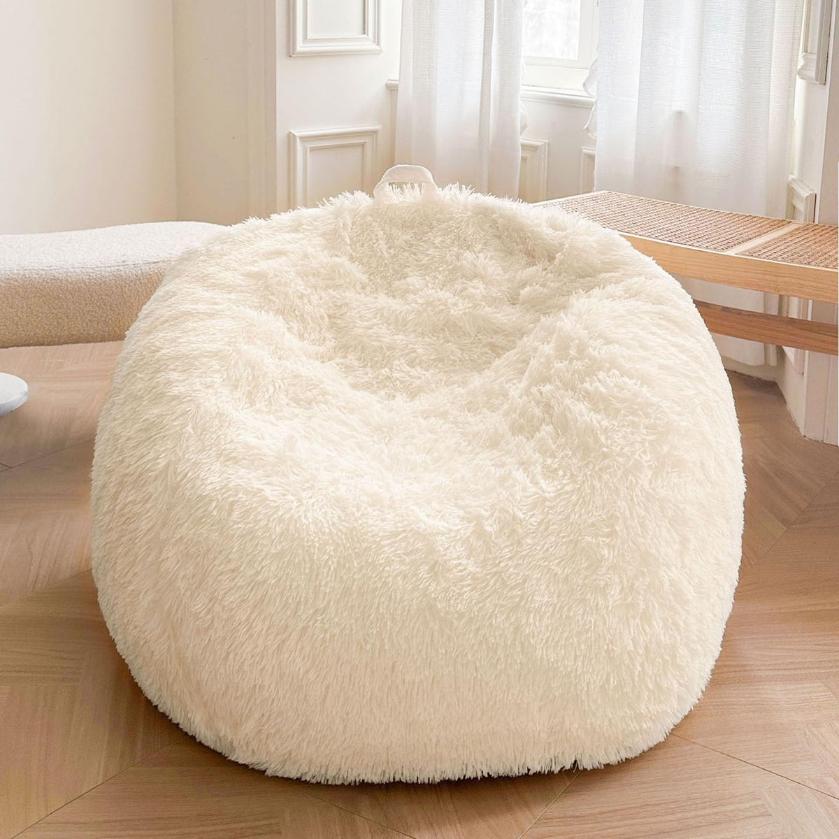XeGe Kids Fluffy Faux Fur Bean Bag Chair Cover(No Filler), Rainbow