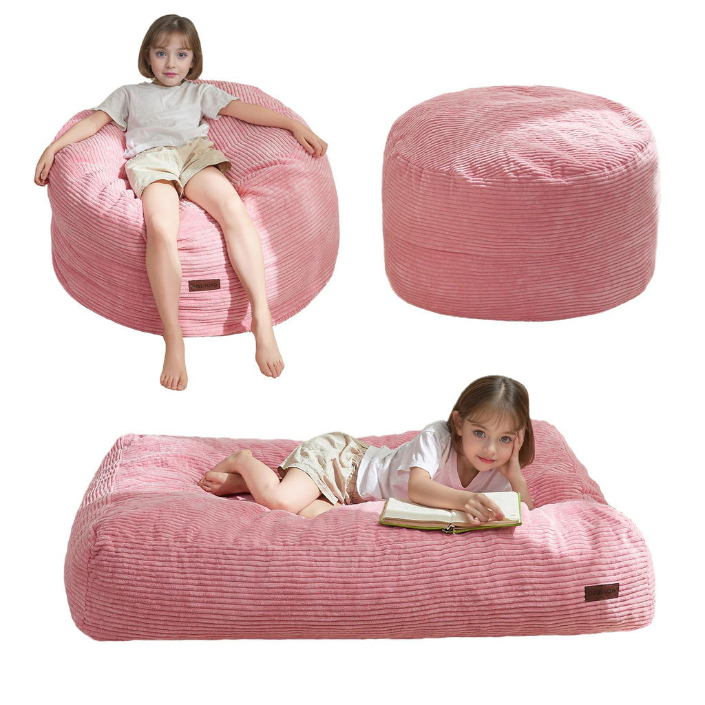 MAXYOYO Bean Bag Chair for Kids, Convertible Bean Bag Seat, Orange