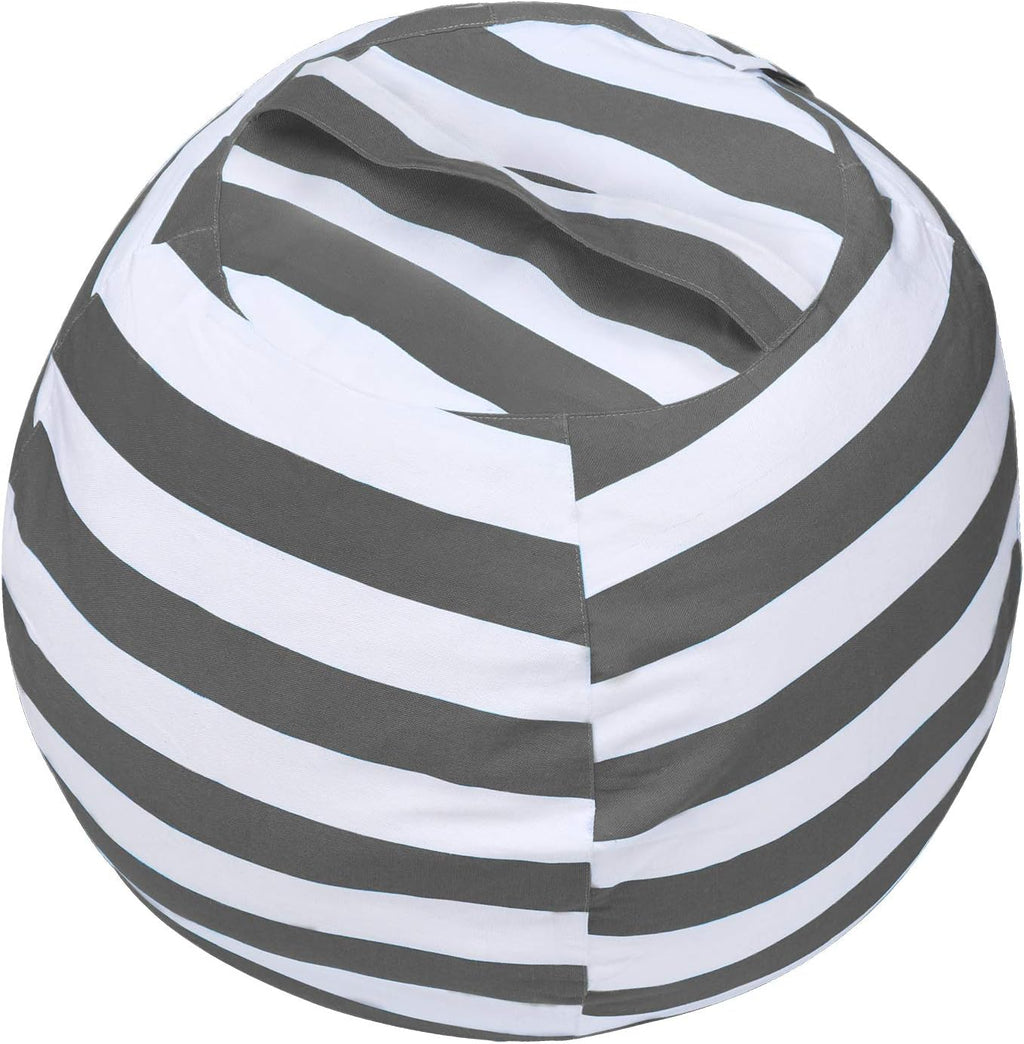 Miaowater Stuffed Animal Storage Bean Bag Chair Cover, Cotton Canvas Beanbag with Zipper for Organizing Kid's and Adults Room 24" (Grey)