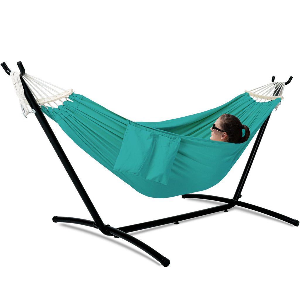 GAFETE Double Hammocks with Stand for Outside, Max 600lbs, (Classic Red)