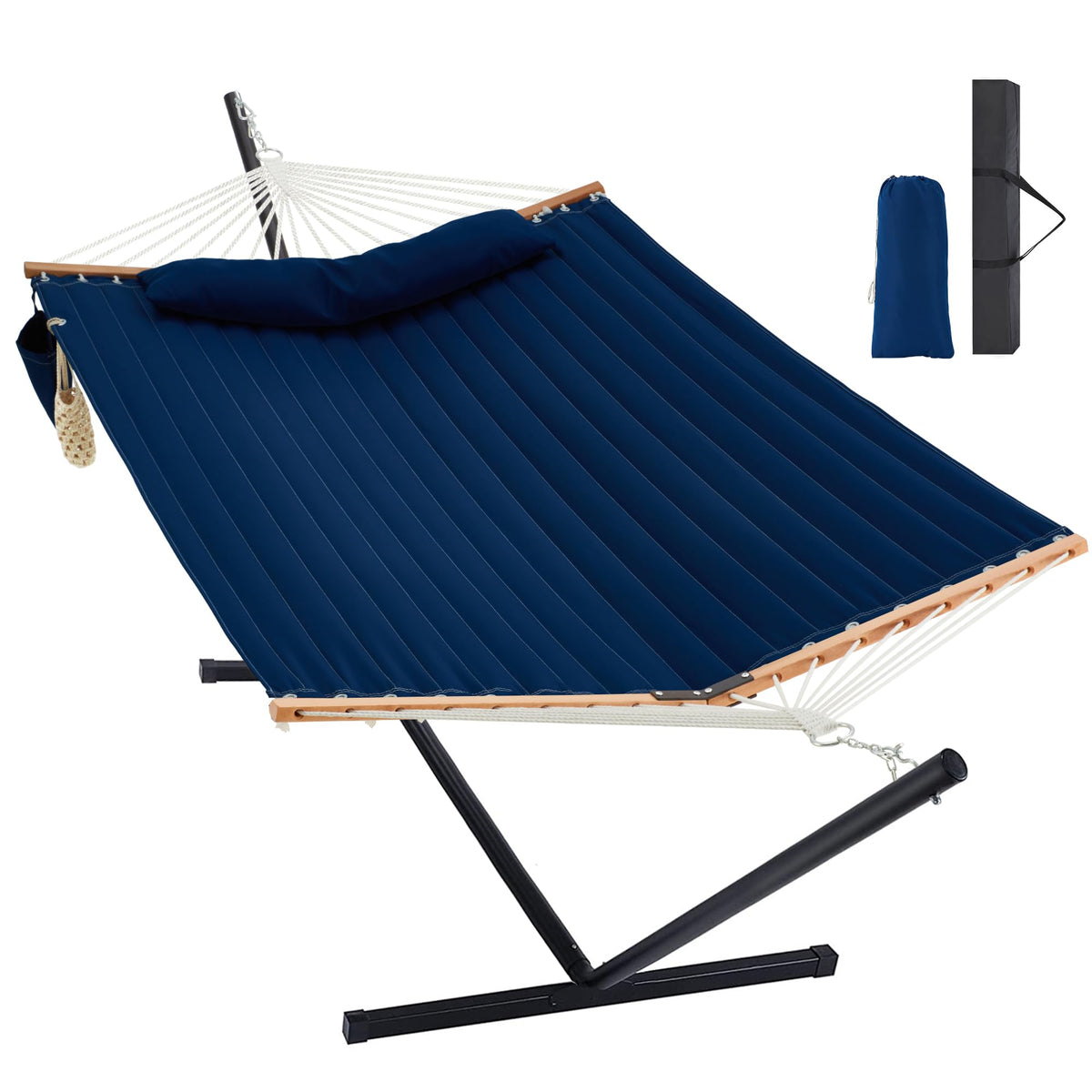 Homgava Two Person Hammock with Stand for Outside, Off White