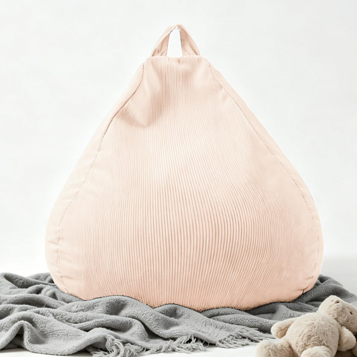 LPMOERA Stuffed Animal Storage Soft Bean Bag Chair Cover No Filler Caramel