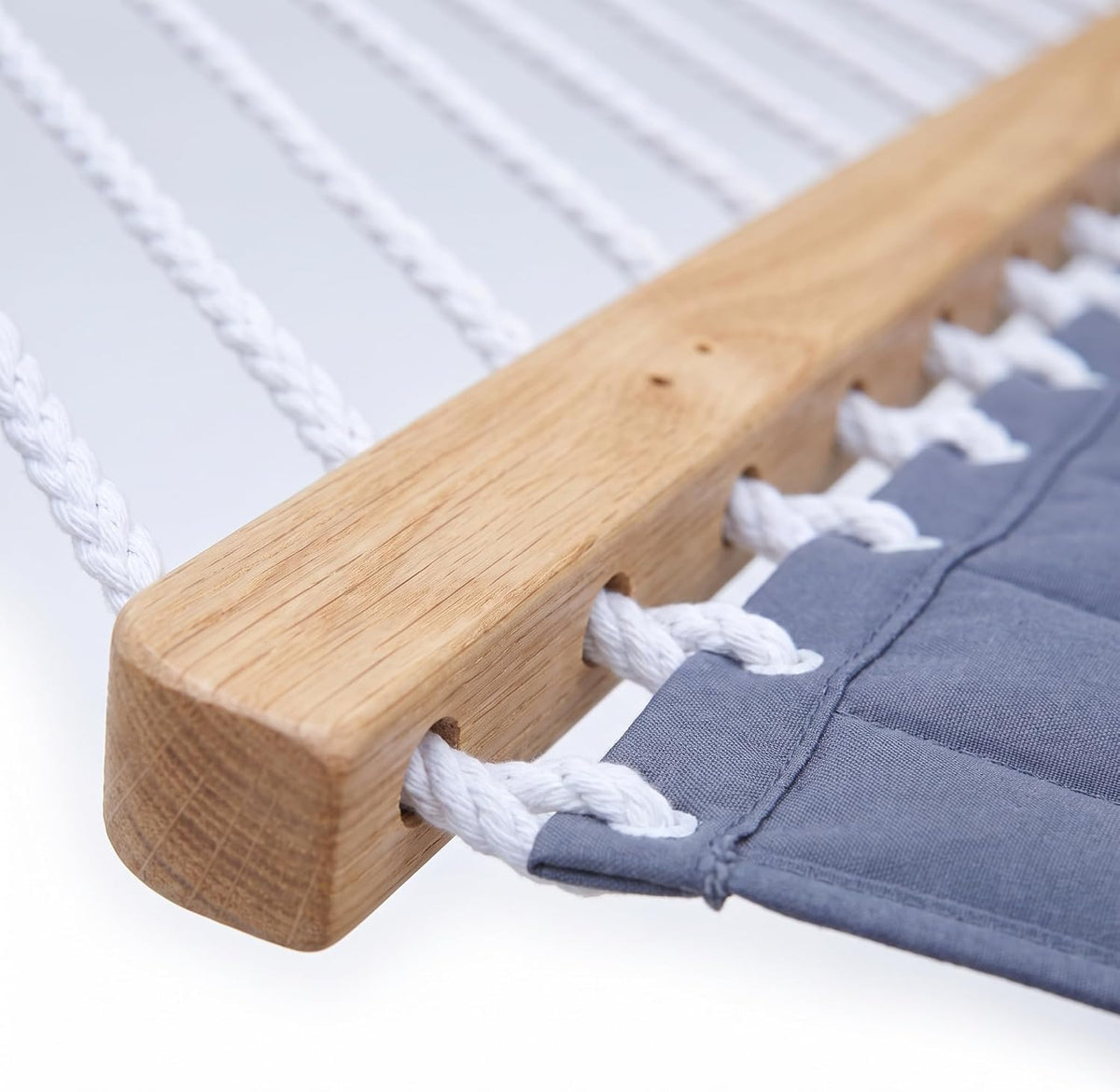 2 Person Double Quilted Hammock, Spreader Bars, 2 Pillows, Gray