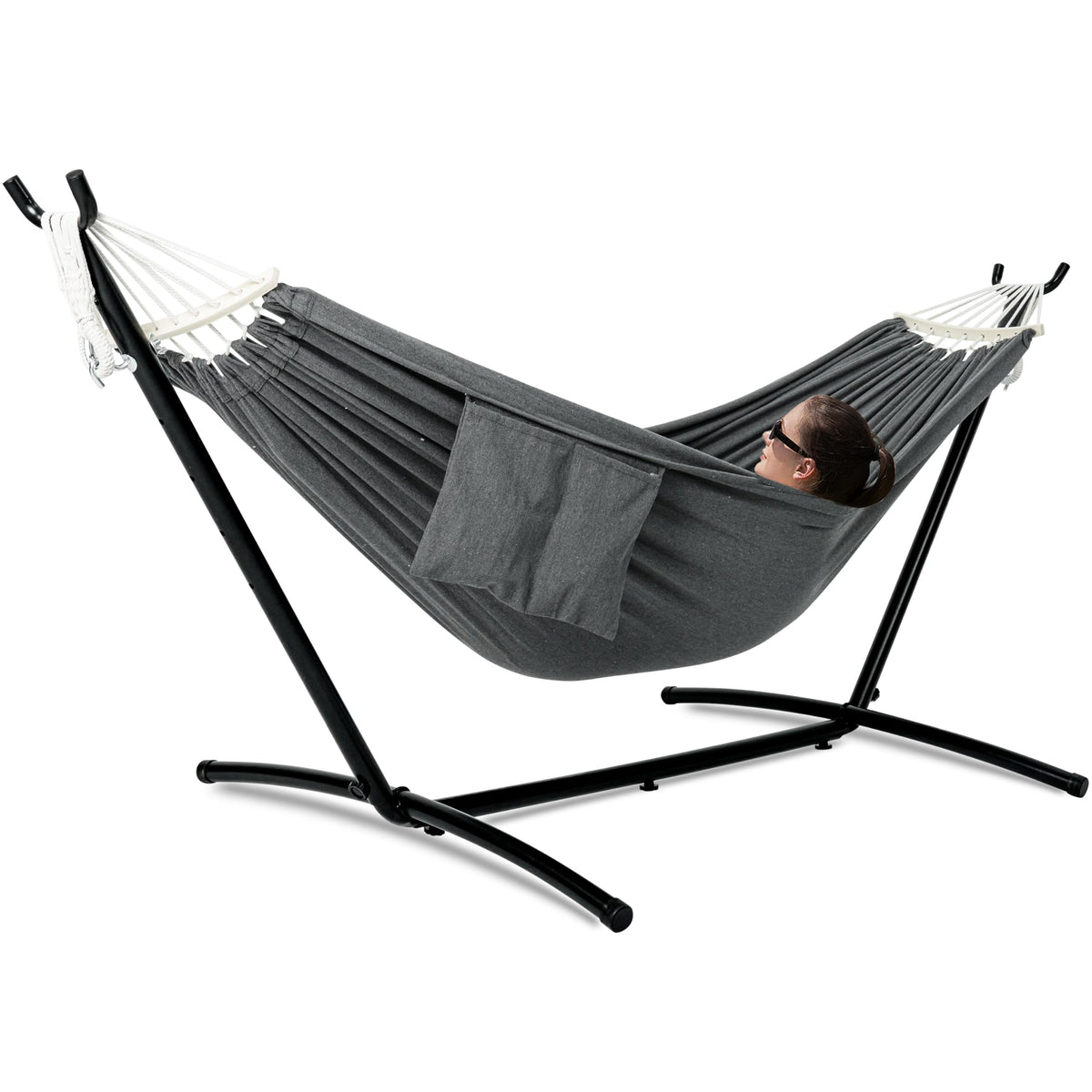 GAFETE Double Hammocks with Stand for Outside, Max 600lbs, (Classic Red)
