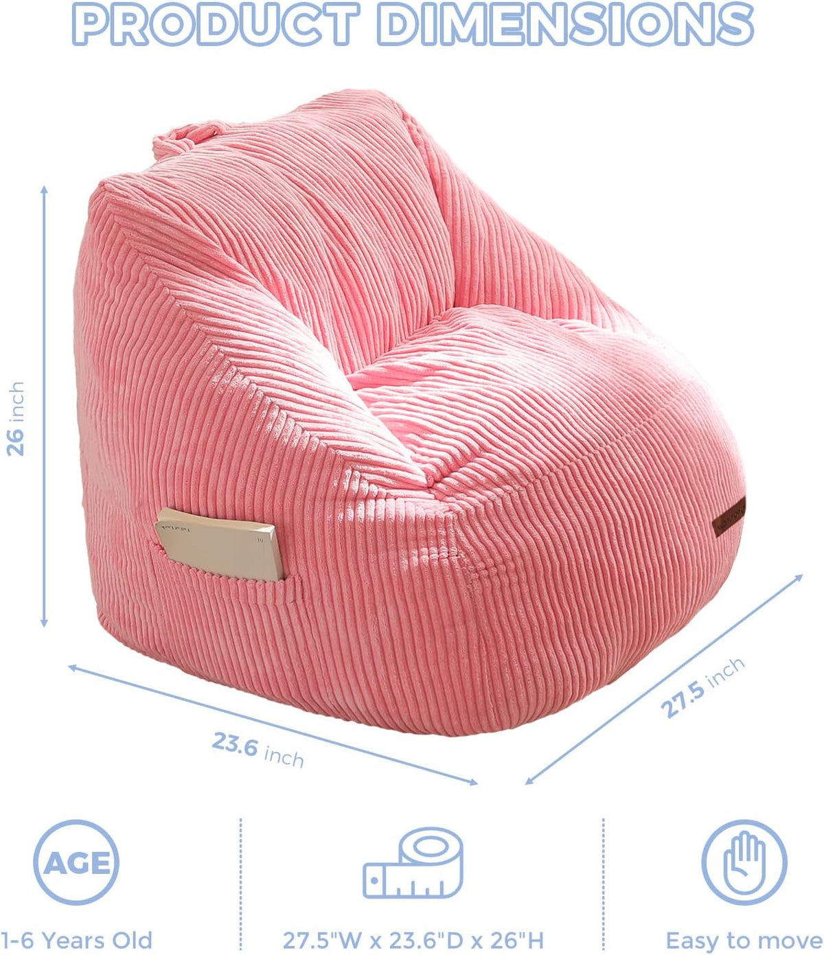 MAXYOYO Kids Bean Bag Chair, Convenient Bean Bag Sofa with Handle