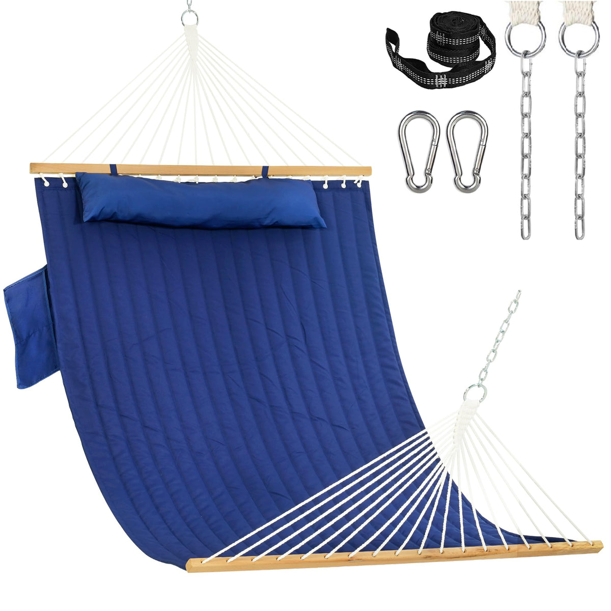 Lazy Daze Double Hammock with Pillow & Tree Straps for Outside, Grey