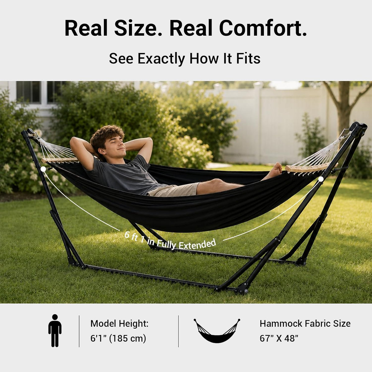2-in-1 Hammock Chair with Stand, Portable Hammock, Black