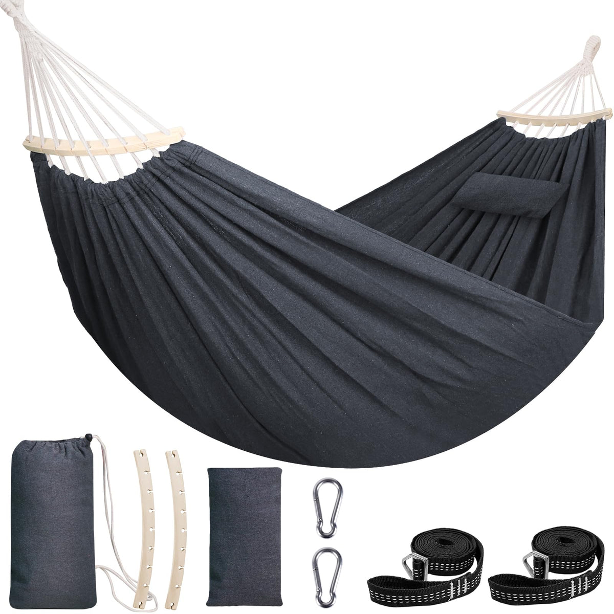 Chihee Cotton Hammock 8.9x4.9ft Holds Up to 660lbs Prevents Side-Tipping