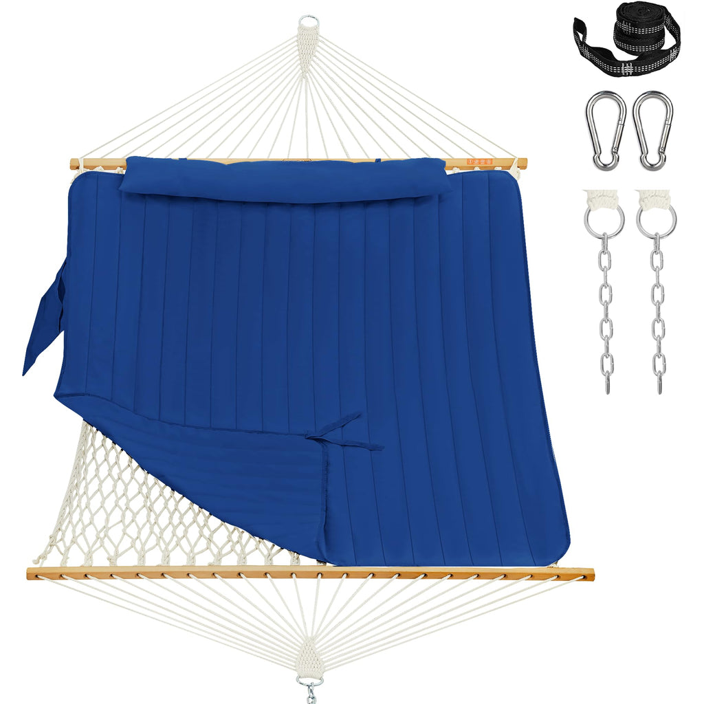 Lazy Daze Double Handwoven Rope Hammock with Pad and Pillow Set for Outdoor
