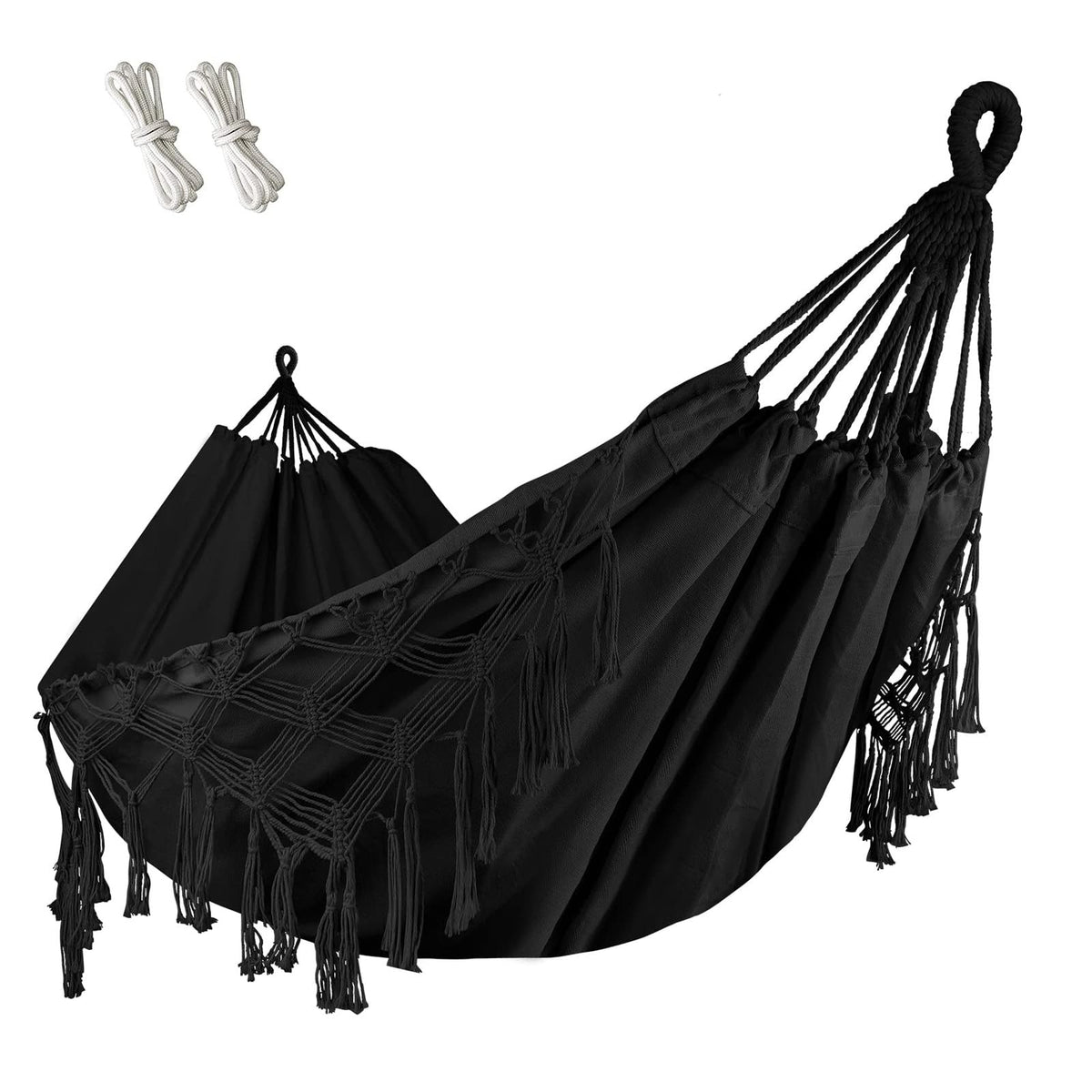 Goutime Double Hammock,Macrame Boho Portable Camping Tree Hammock,Beige