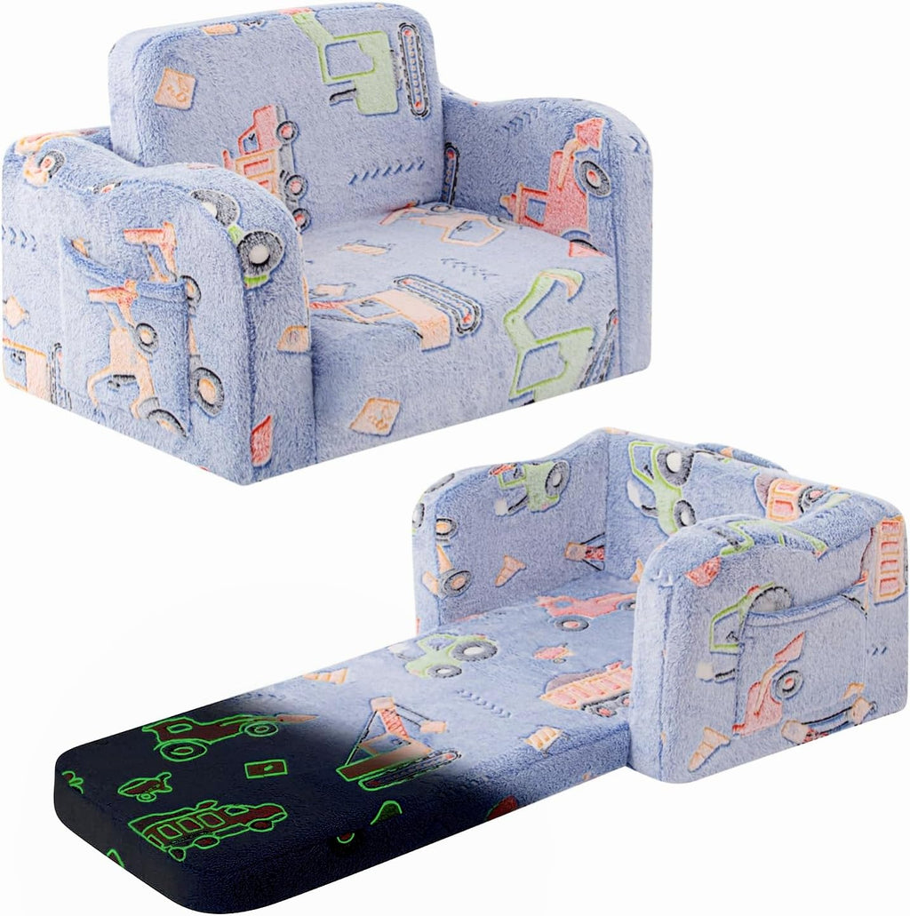 Comfy Kids Chair and Couch, 2-in-1 Fold Out Convertible Kids Chair
