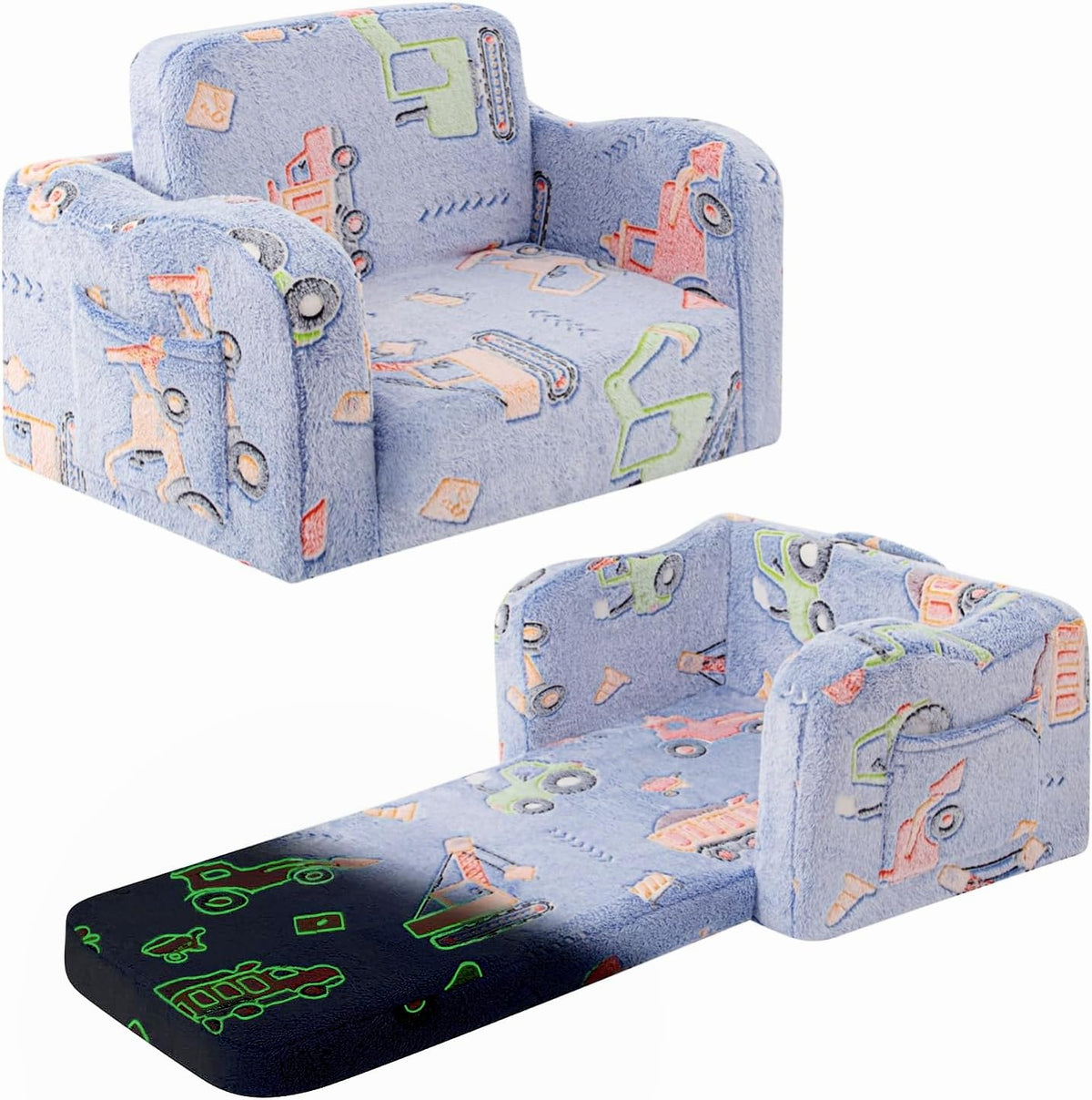 Comfy Kids Chair and Couch, 2-in-1 Fold Out Convertible Kids Chair