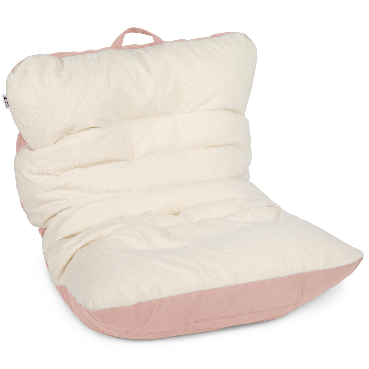 Big Joe Roma Kid's Bean Bag Chair, Oat Sherpa and Graphite, Vegan Suede, 2 Foot Lightweight Refillable Children's Seat