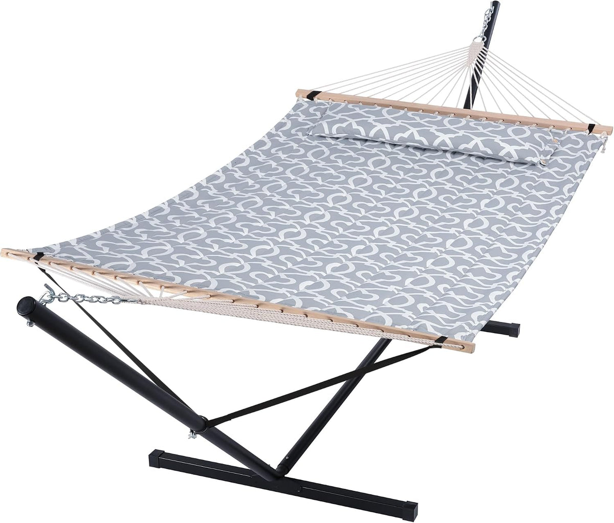 SUNCREAT Extra Large Double Hammock with Stand, 475lbs Capacity, Grey