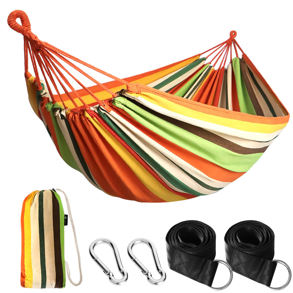 ANYOO Cotton Camping Hammock Portable with Tree Straps Holds 660lbs
