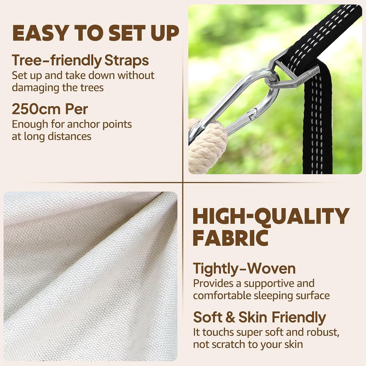 Chihee Cotton Hammock 8.9x4.9ft Holds Up to 660lbs Prevents Side-Tipping