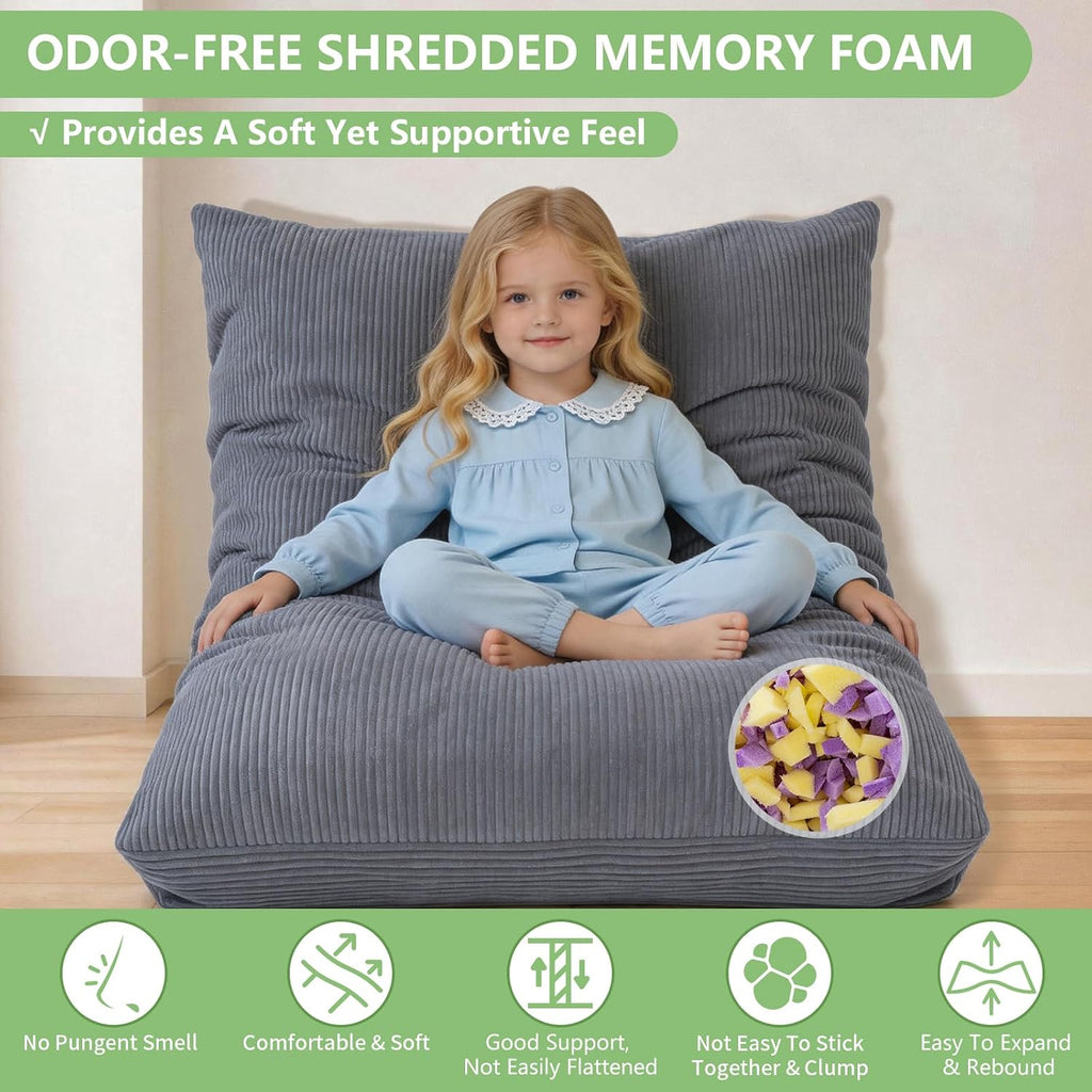 3-in-1 Kids Bean Bag Chair, Convertible Floor Cushion