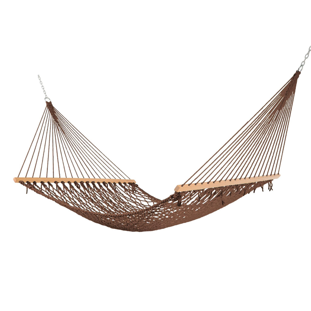 Castaway Living 13 ft. Double Traditional Hand Woven Cotton Rope Hammock – 2-Person, 450 lb Capacity, Free Extension Chains & Tree Hooks, Designed in the USA