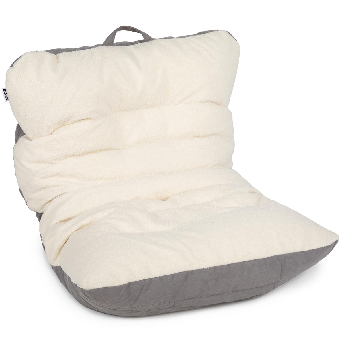 Big Joe Roma Kid's Bean Bag Chair, Oat Sherpa and Graphite, Vegan Suede, 2 Foot Lightweight Refillable Children's Seat