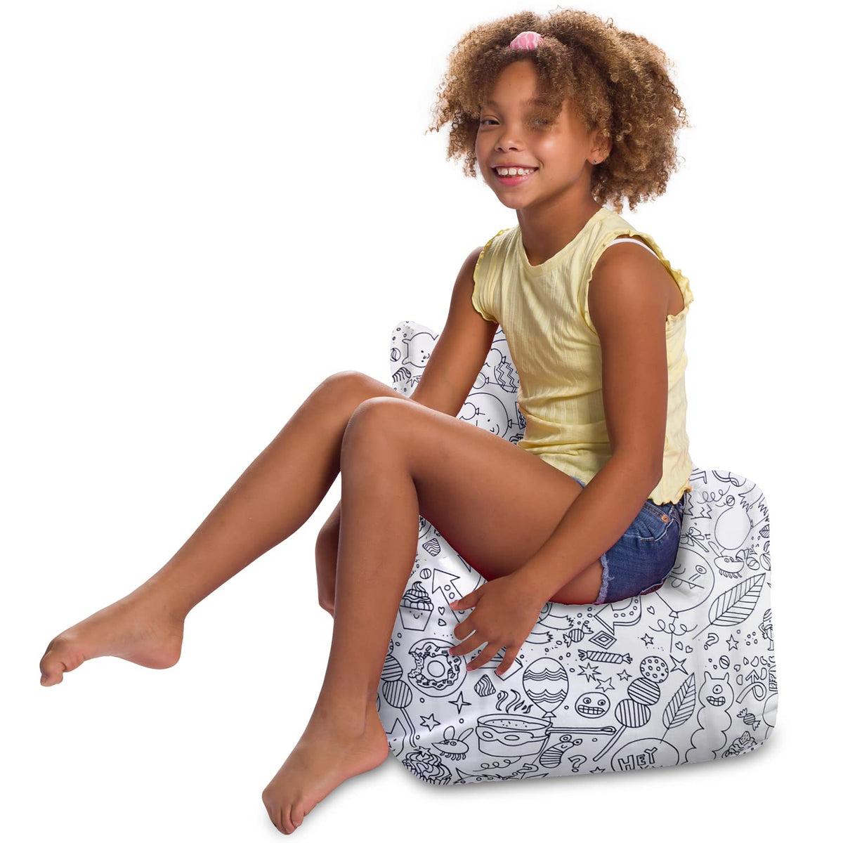 Posh Creations Pasadena Bean Bag Toddlers and Kids, Comfy Chair for Children, Soft Nylon-Lime