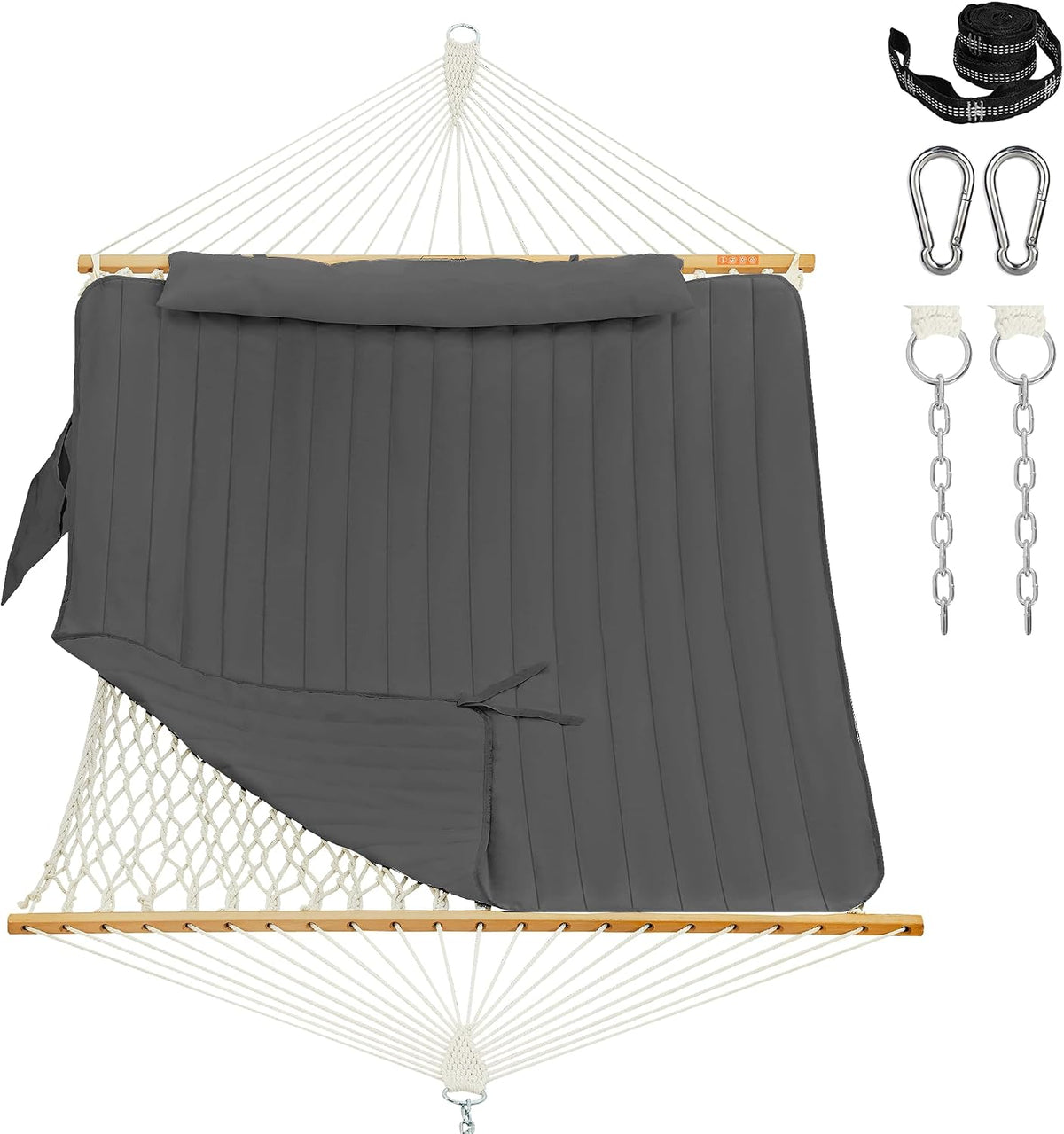 Lazy Daze Double Handwoven Rope Hammock with Pad and Pillow Set for Outdoor
