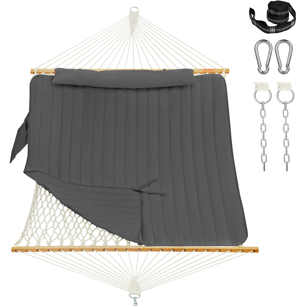 Lazy Daze Double Handwoven Rope Hammock with Pad and Pillow Set for Outdoor